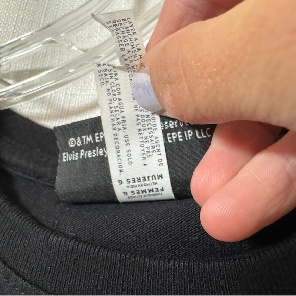 NWOT Black Crop Tee with Elvis Rhinestone Pink Cadillac, Large - Picture 5 of 8